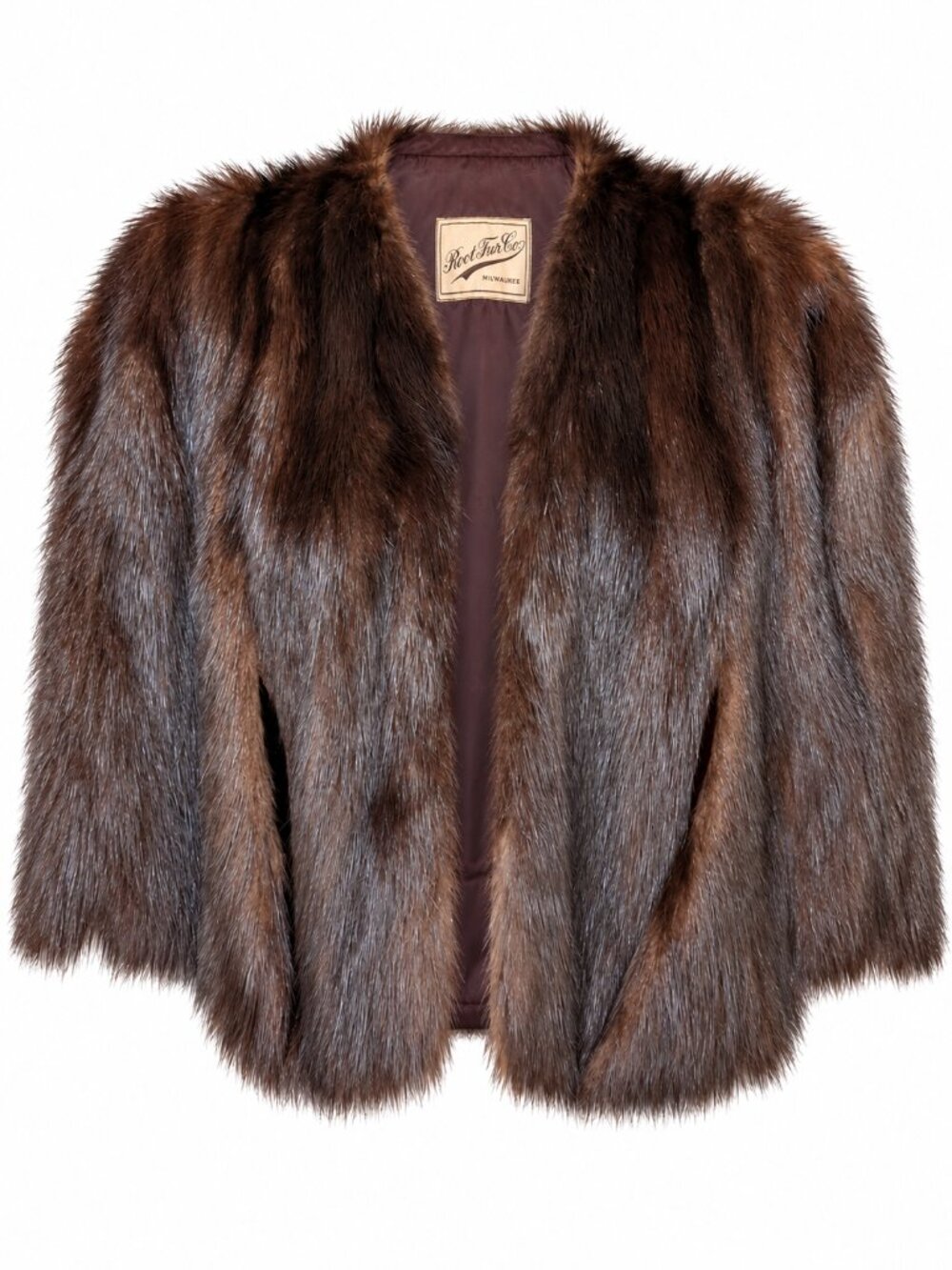 Vintage Root Fur Co Milwaukee Genuine Beaver Fur Cape Brown